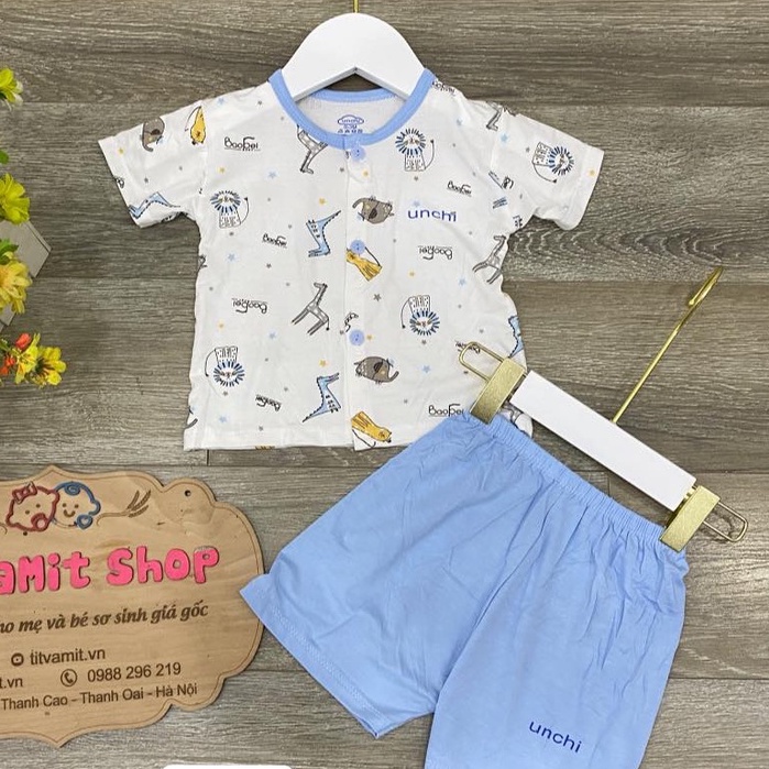 [CO GIÃN 4 CHỀU] Bộ cộc unchi cúc giữa peptit áo trắng quần màu, bộ unchi cộc tay cho bé gái, bé trai