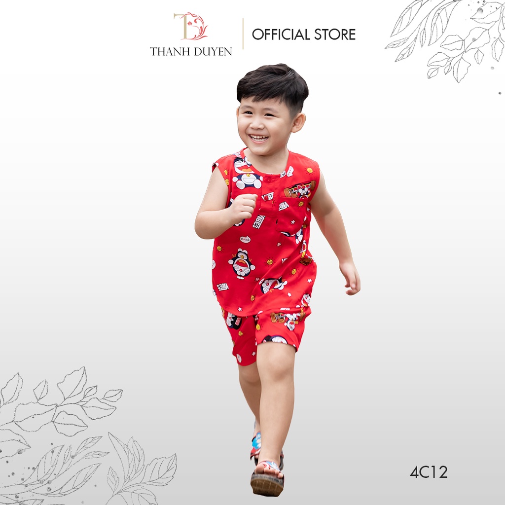 Đồ bộ Tole bé Trai Thành Duyên sát nách quần đùi từ 10-42kg không rút, thoáng mát P1