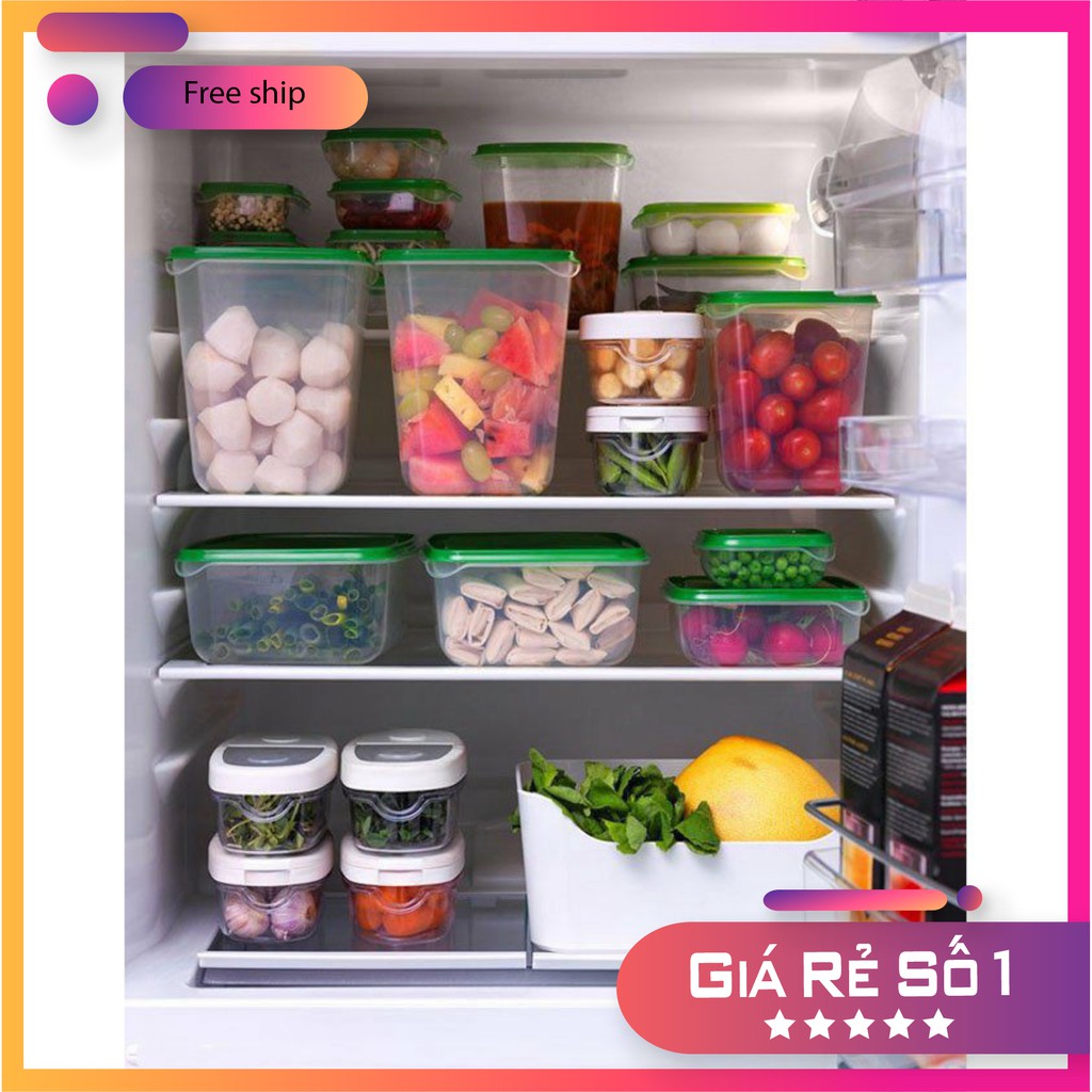 Bộ hộp 17 món IKEA - set 17 hộp nhựa cao cấp đựng thực phẩm bảo quản tủ lạnh [Giá Sỉ SLL]
