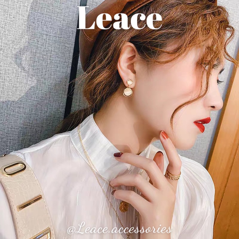 Bông tai khuyên tai hình tròn ẩn xà cừ phong cách Hàn Quốc ER012,030 Leace.accessories