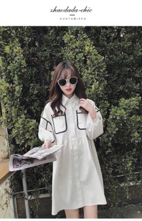 Đầm baby trắng viền