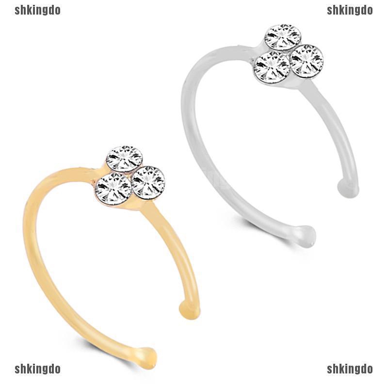 Khuyên mũi bằng thép không gỉ đính đá pha lê