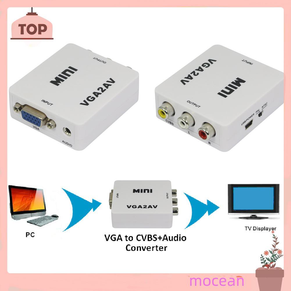 Mocean Premium Computer VGA to AV TV Composite RCA S-Video Scan Converter 1080P