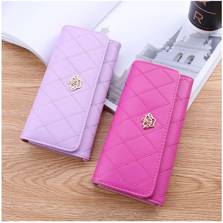 Ví Dài Mỏng Đính Vương Miện Kim Loại 2022 Thời Trang Xu Hướng Cho Nữ