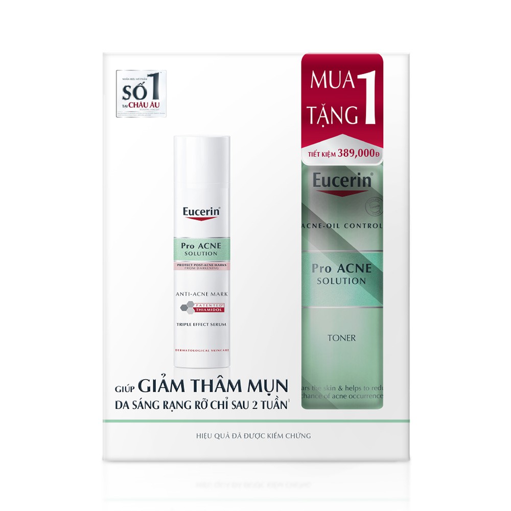 [Tặng Nước hoa hồng 389K] Tinh chất giảm thâm mụn & dưỡng sáng Eucerin Pro Acne Triple Effect Serum 40ml