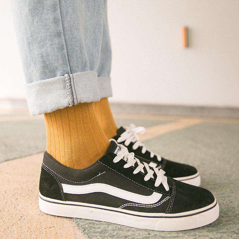 Tất cổ cao vớ trơn dài gân Nhật cotton kháng khuẩn thời trang hàn quốc dành cho nam và nữ MRSOCKS VC015