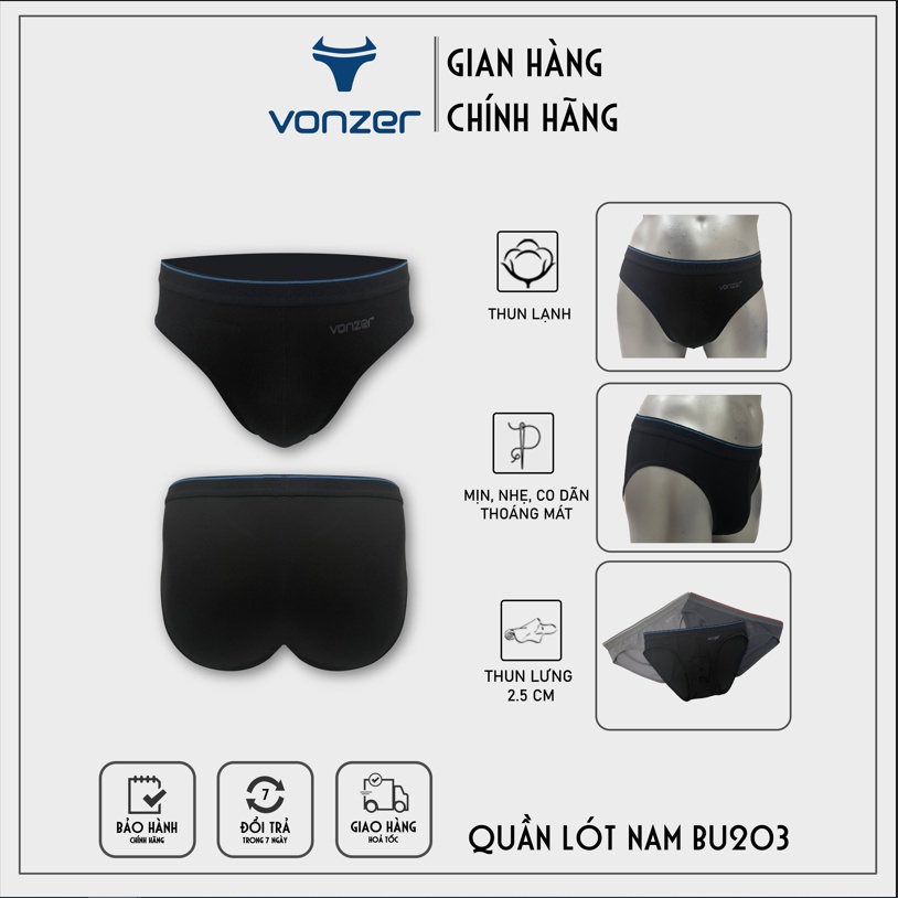 Quần lót nam tam giác cao cấp thoáng mát thun poly co giãn 4 chiều VONZER BU203