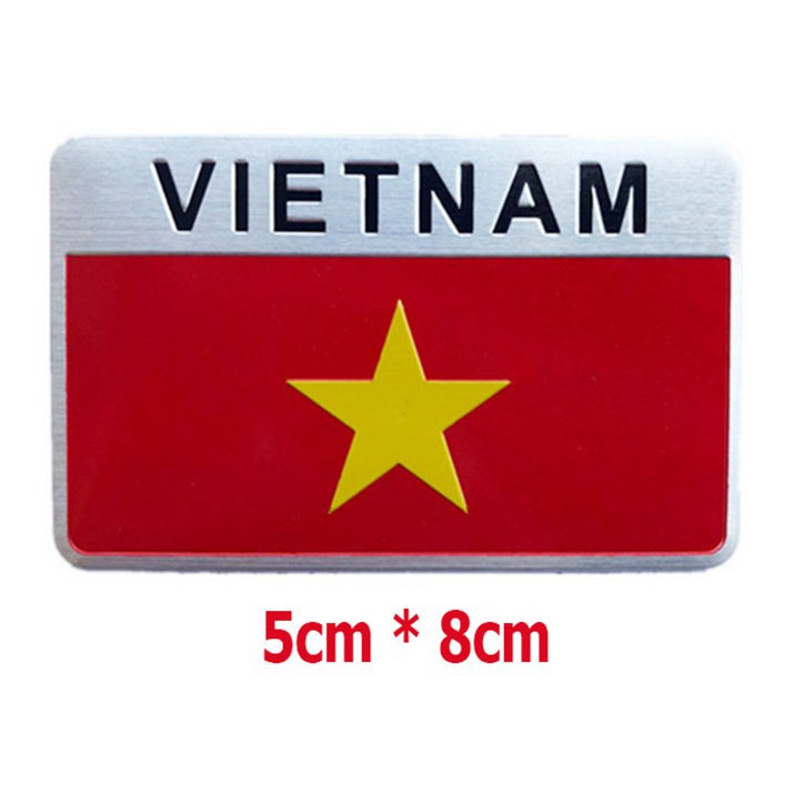 Tem decal logo cờ Việt Nam chất liệu kim loại dán xe ô tô, hơi, trang trí góc làm việc, có sẵn băng keo 3m phía s