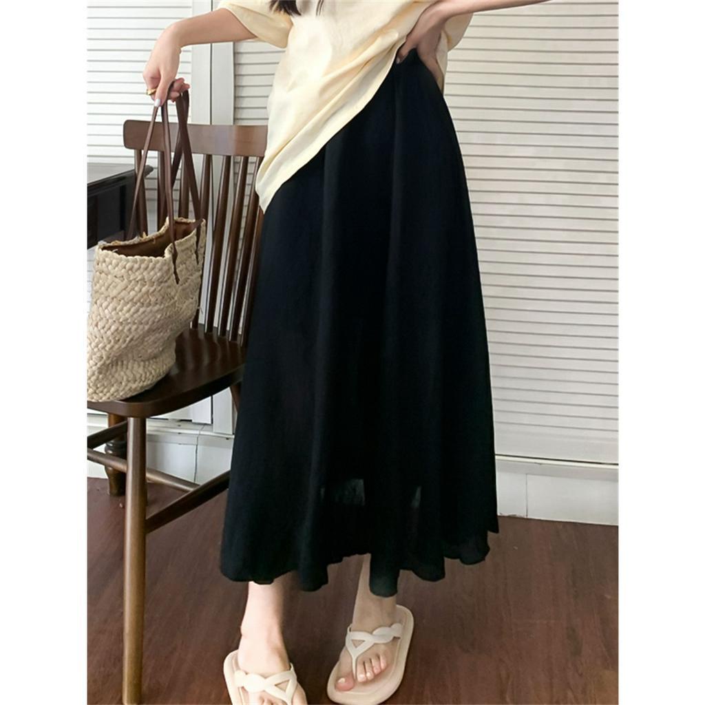 Xiaozhainv Chân Váy Dài Dáng Chữ A Lưng Cao Thiết Kế Đơn Giản Thời Trang Mùa Hè 5 Màu Lựa Chọn Cho Nữ