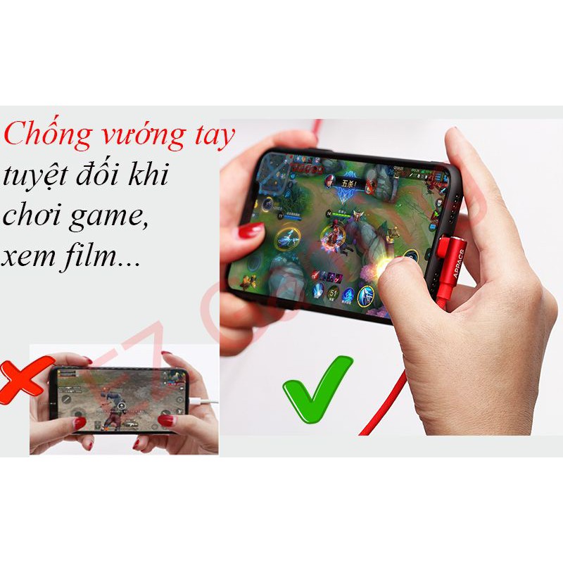 [Free ship] Cáp sạc iphone lightning dài 2m APPACS cao cấp chống vướng tay khi chơi game, xem phim...