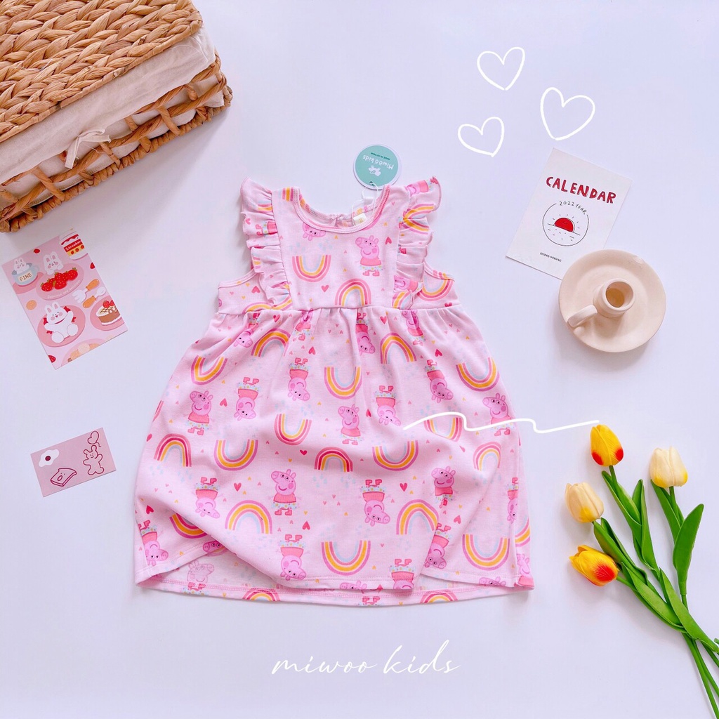 Váy cotton bozip bé gái Miwoo Kids.