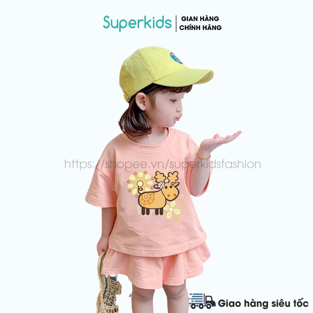 Bộ hè bé gái hình Hươu cute cho bé 8-18kg QATE833