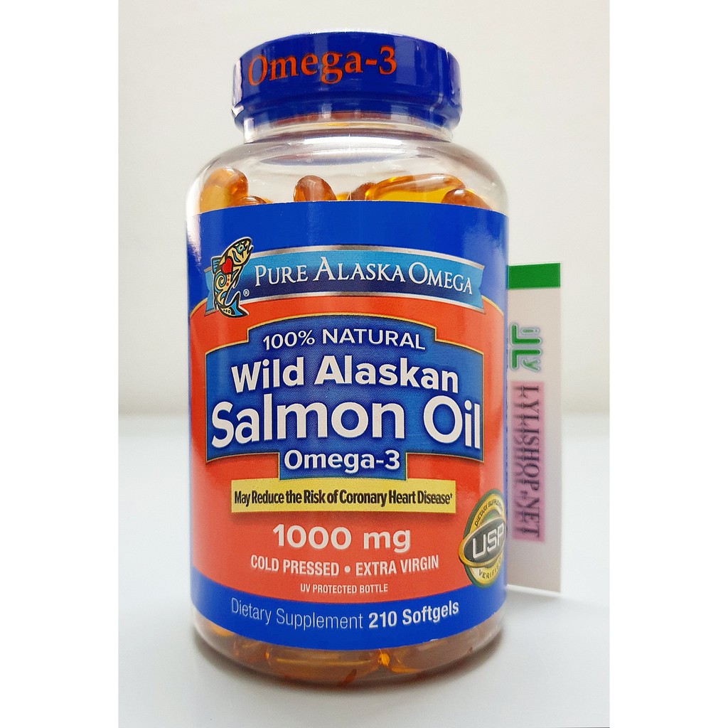 Viên dầu cá hồi Pure Alaska Omega Wild Alaskan Salmon Oil Omega3 1000 mg chai 210 viên của Mỹ
