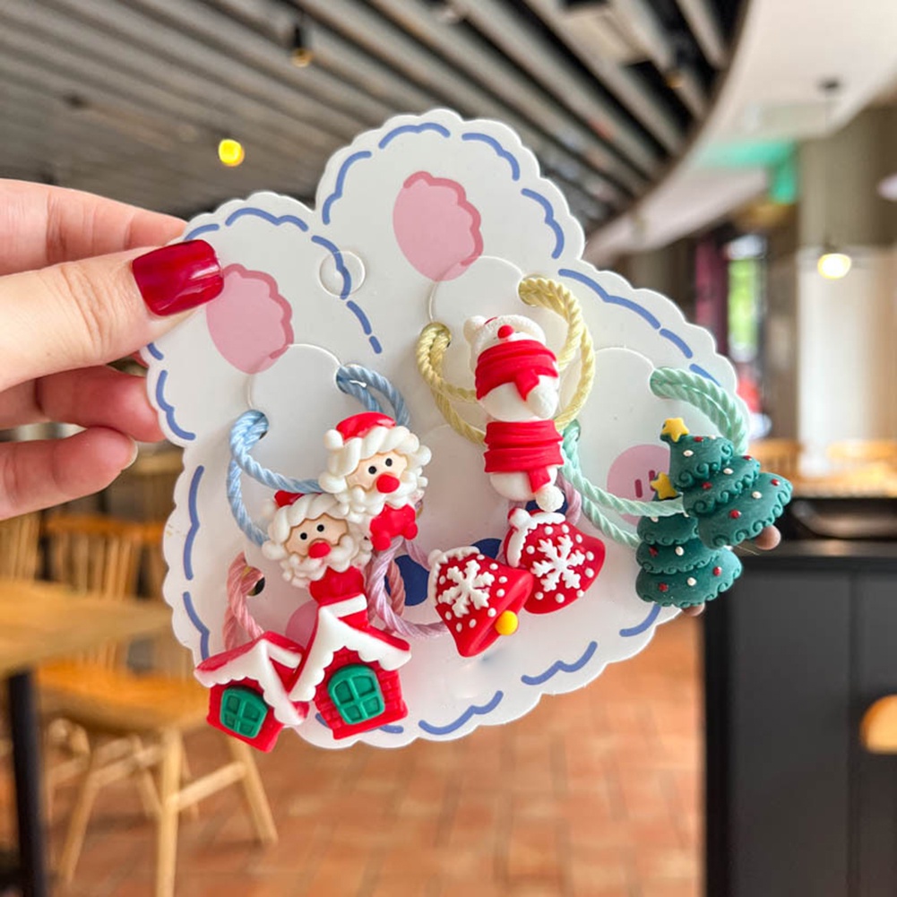 Set 5 Băng Đô Cài Tóc Co Giãn Hình Tuần Lộc Giáng Sinh Dễ Thương Cho Bé Gái