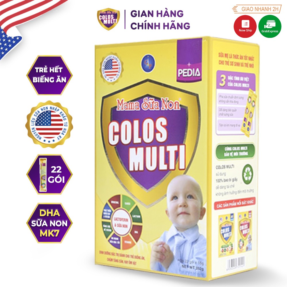 Sữa bột Mama Sữa Non Colos Multi Pedia Dành cho trẻ biếng ăn, chậm tăng cân 352g - COLOSMULTI