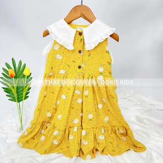 Đầm Bé Gái Họa Tiết Thỏ Phối Cổ Tai Thỏ Đáng Yêu Doris Kids.