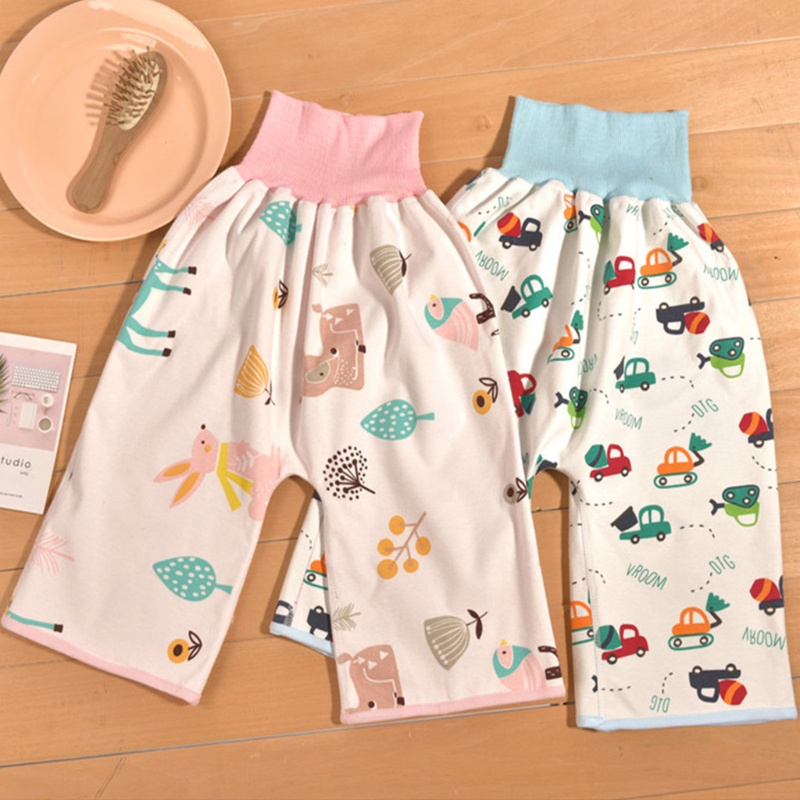 Quần Tã Dạng Váy Ngắn Vải Cotton Trơn Thấm Hút Nước Thoải Mái 2 Trong 1 Cho Bé