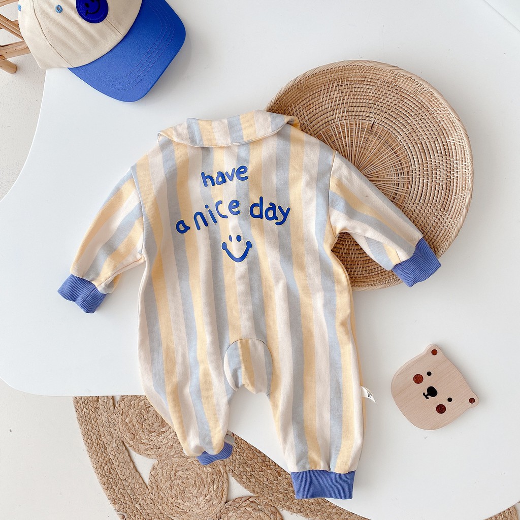 Bodysuit bé sơ sinh,áo sơ sinh cho bé từ 1 tháng đến 1 tuổi, họa tiết sọc thời trang chất liệu cotton 100% cao cấp BD186