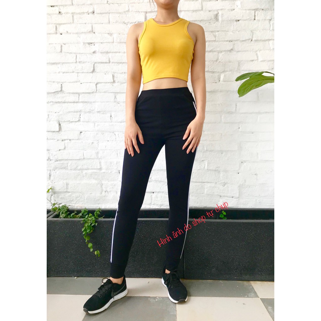 [Free ship đơn trên 50k] Áo thun croptop ba lỗ nữ, áo ba lỗ nữ màu trắng đen, co dãn 4 chiều