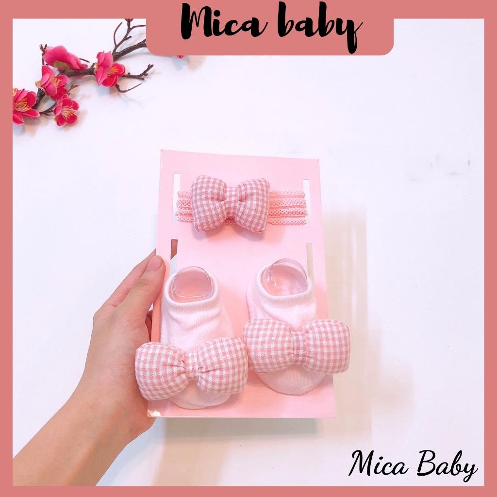 Set tất kèm băng đô hình thú cho bé từ 0-1 tuổi Mica baby