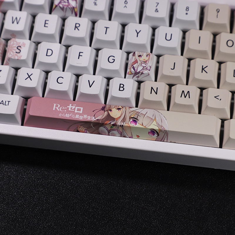 Emilia Satella Keycaps Cherry Profile Life In A Other World From Zero Theme Keycaps PBT Thuốc nhuộm Thăng hoa Bàn phím cơ Keycaps 108 Phím