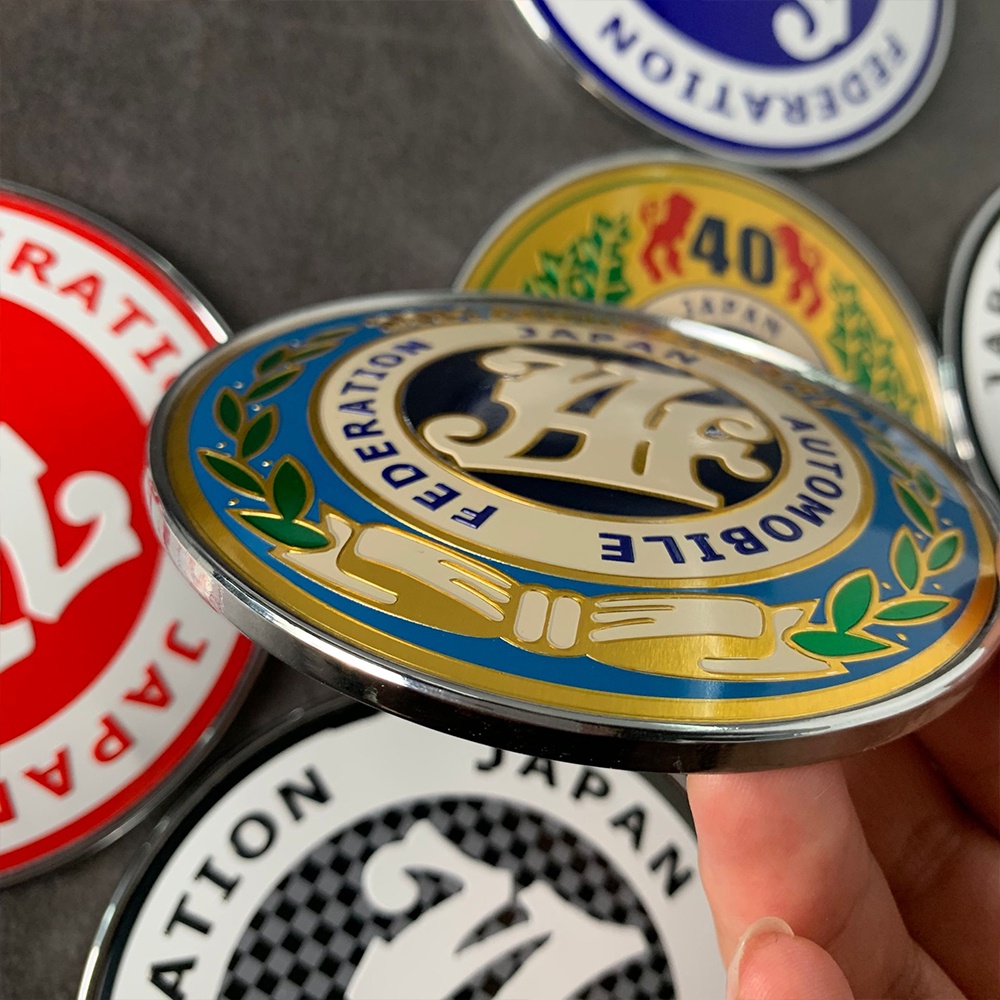 Jaf Biểu tượng 3D vật liệu kim loại Liên đoàn ô tô Nhật Bản JDM xe ô tô phần thân Trang hoàng Logo huy hiệu