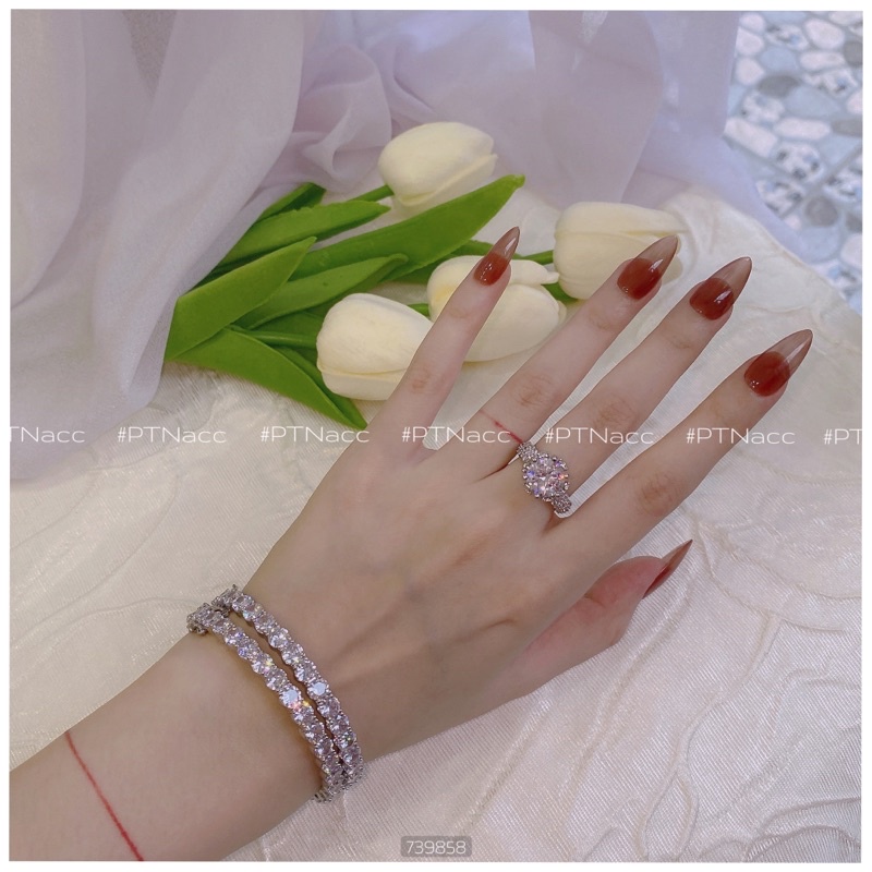 Vòng tay đính full đá 5li siêu sáng, vòng nữ đính đá tròn đơn giản .PTNACC.
