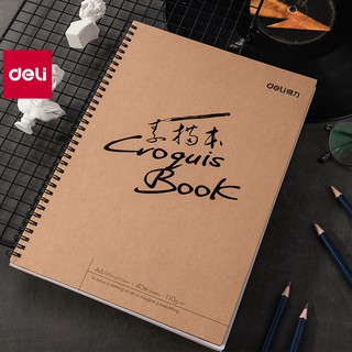 Sổ vẽ phác thảo Deli 40 trang - Gáy lò xo - Khổ ngang A4/B5 - Giấy định lượng 100gsm / 110gsm - 7696 / 7697 / 73632