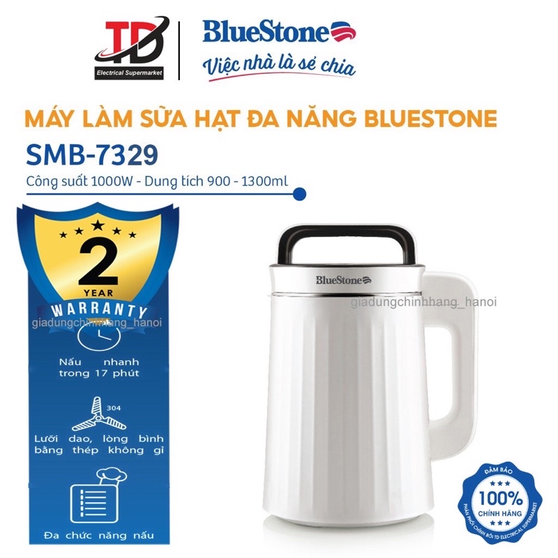 Máy Làm Sữa Hạt Bluestone SMB-7329, Công Suất 1000W, Dung Tích 1.3Lit, Bảo Hành Chính Hãng 24 Tháng