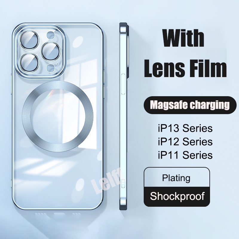 Ốp Điện Thoại Trong Suốt Từ Tính Mạ Điện Chống Sốc Chống Rơi Bảo Vệ camera Cho iPhone 13 pro max 11 12 pro max