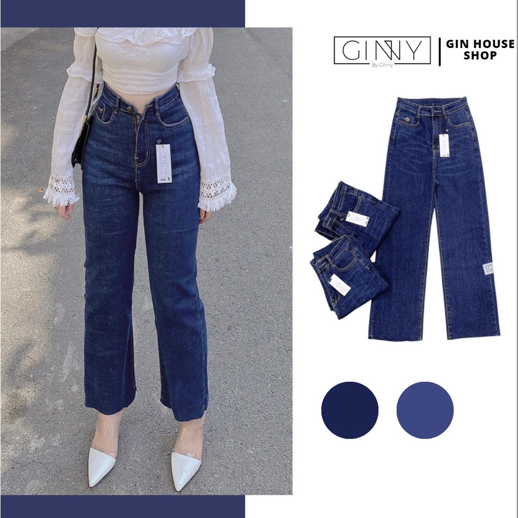 Quần Jean Nữ Lưng Cao Co Giãn Có Túi KHA040 GINNY | Quần Bò Cạp Cao SKINNY Jeans Trơn Dài Basic