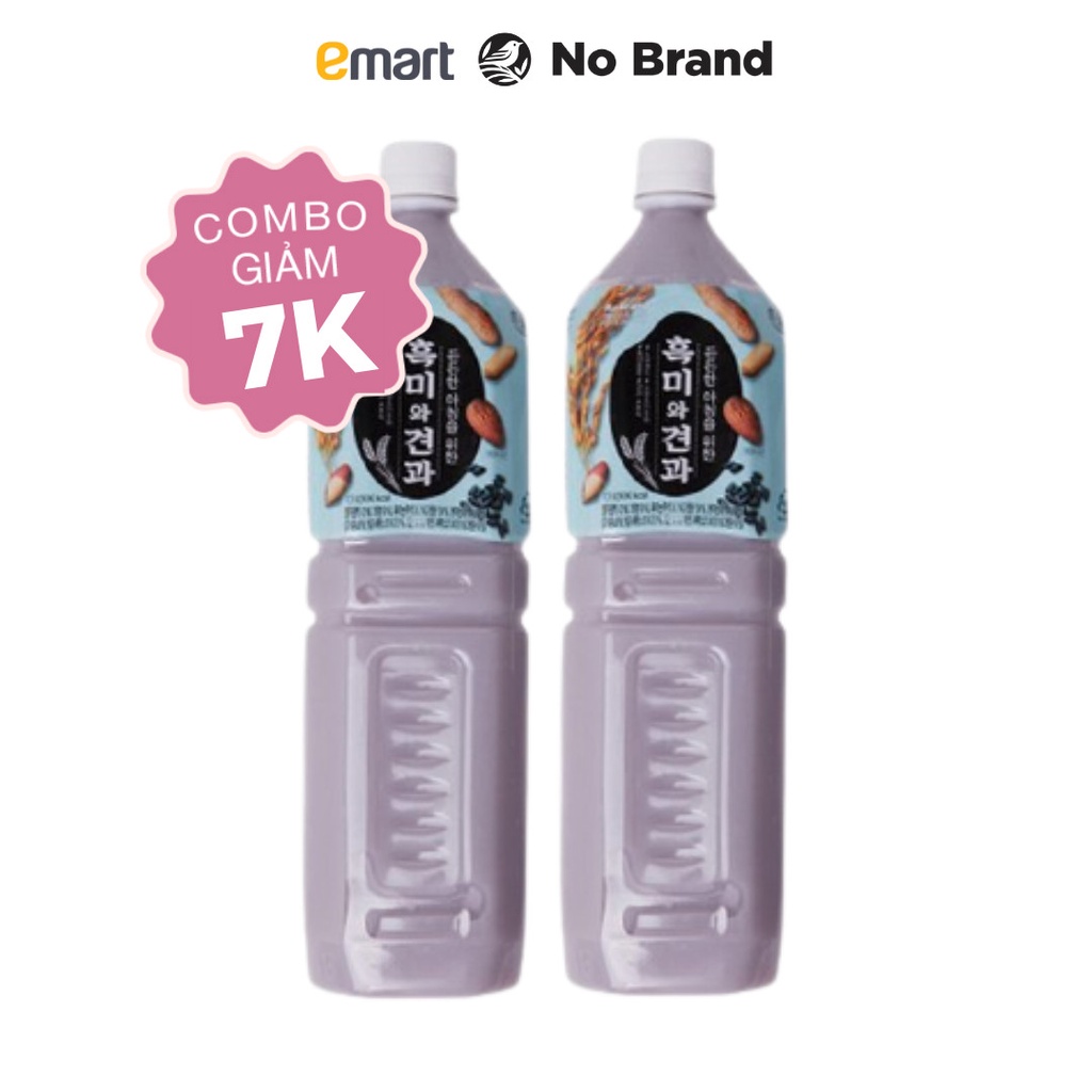 [Combo 2] Nước Gạo Nếp Than Và Hạt Khô No Brand Hàn Quốc Chai 1.5L - Emart VN