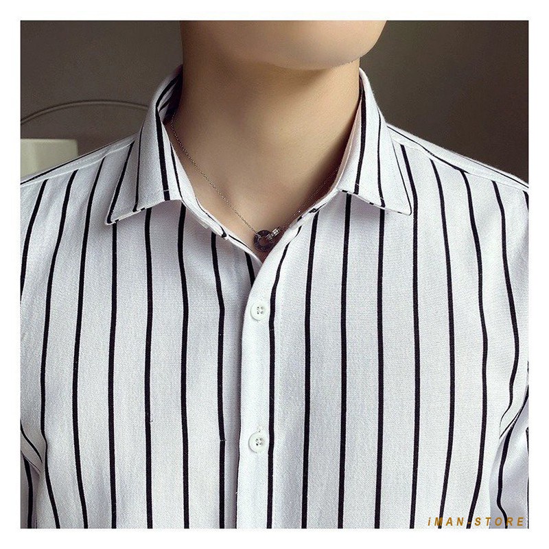 Áo Sơ Mi Nam Dài Tay Đẹp TAHISM016 Kẻ sọc 2 màu đen,trắng chất Cotton thoáng mát | BigBuy360 - bigbuy360.vn