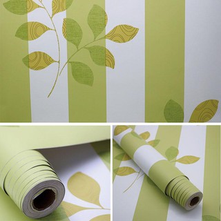 Giấy dán tường Sọc Xanh Lá Phong Cách Hàn Quốc Khổ 5M HPMWallpaper