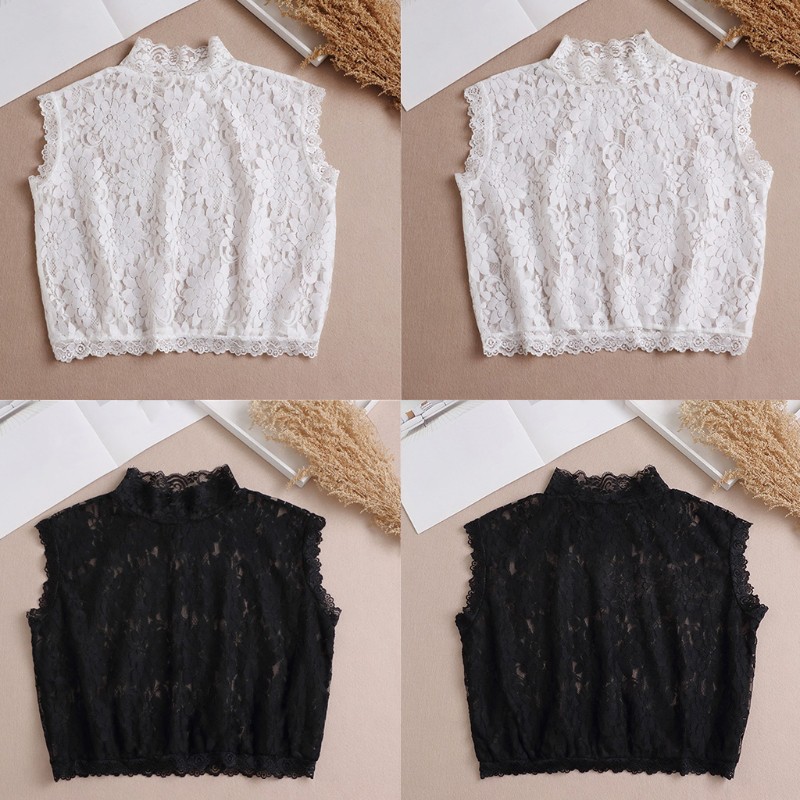 Cổ lọ áo giả phối ren hoa thời trang xinh xắn cho nữ