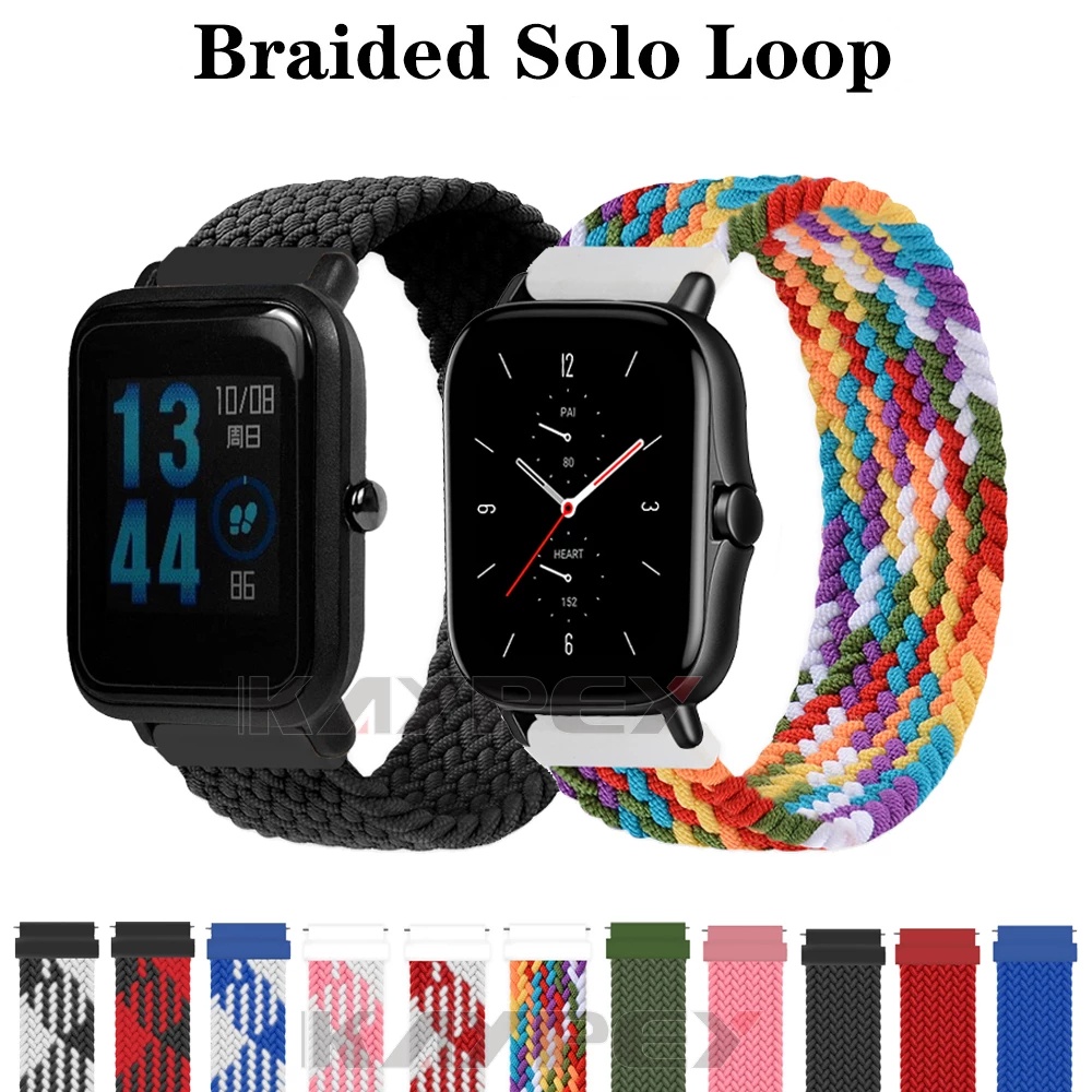 Dây Đeo Sợi Nylon Bện Co Giãn Cho Đồng Hồ Thông Minh Xiaomi Amazfit bip 3 / bip u pro / bip s Band Amazfit GTS 3 / 2 / 2e / 2Mini / GTS