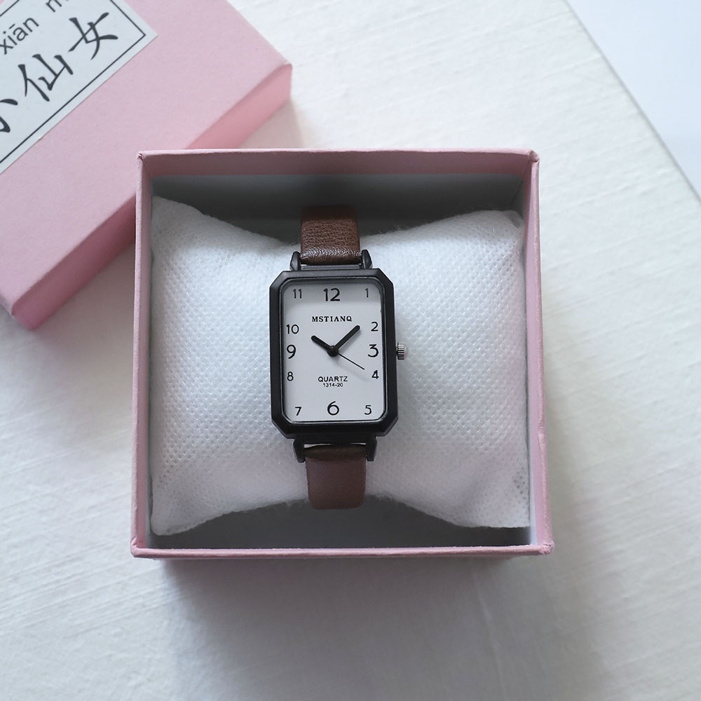 Đồng Hồ Đeo Tay Mặt Vuông Dây Mảnh Phong Cách Harajuku Dành Cho Nữ