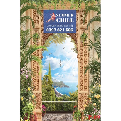 Phông Nền Livestrem Chụp Ảnh 3D 5D Cổng Vòm Phong Cảnh Thiên Nhiên Hoa Lá