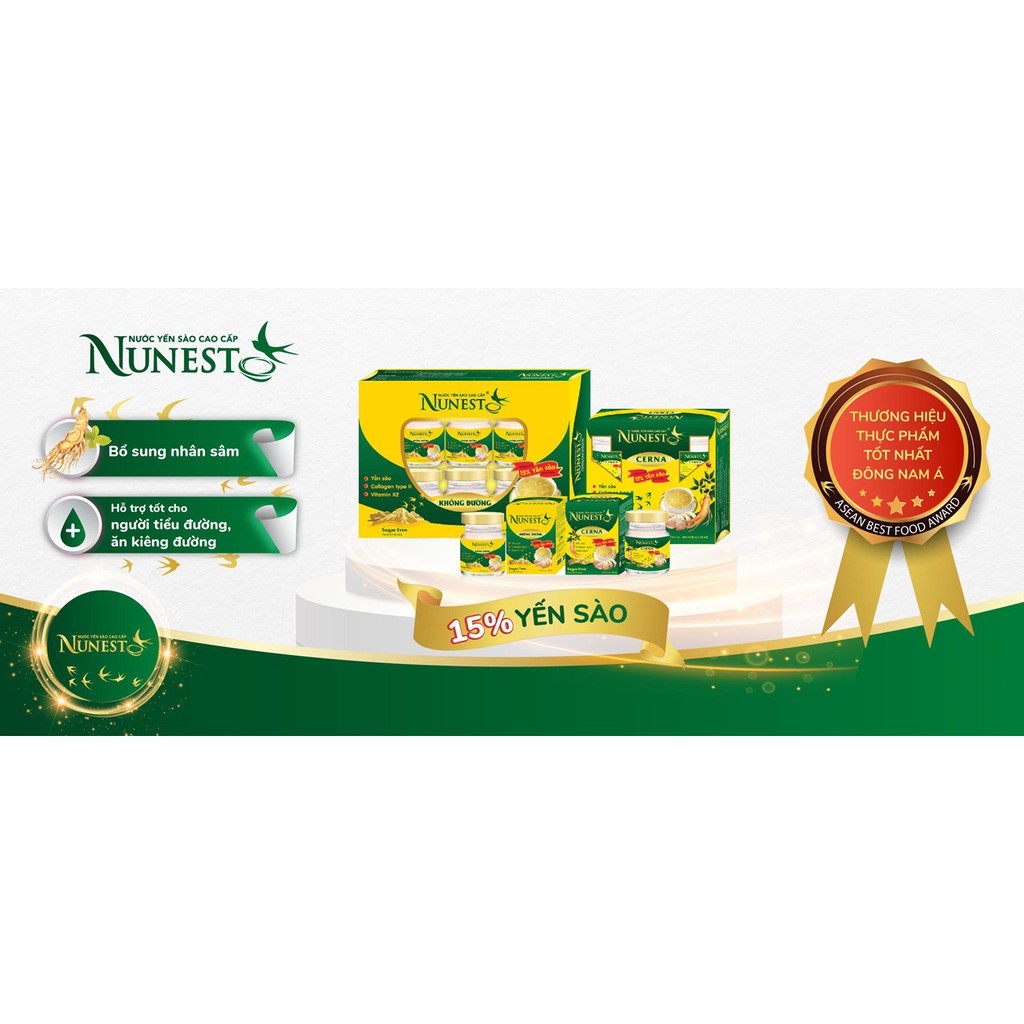 Hộp yến sào cao cấp nhân sâm không đường Nunest Cerna (6 lọ x 70ml)