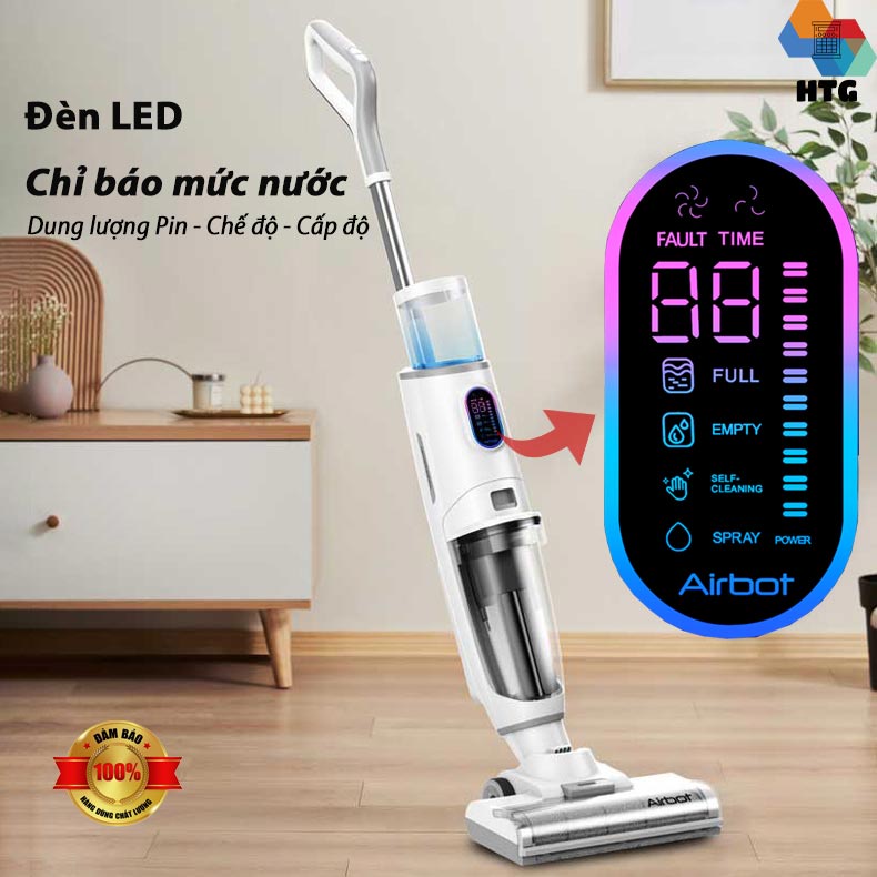 Máy hút bụi lau sàn Không dây Airbot Iclean Pro Bản Quốc Tế, tự động giặt Dẻ, 3 công việc trong 1, hút và lau chuyên sâu