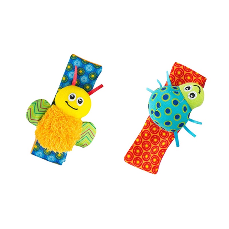 Bộ 2 Đồ Chơi Lục Lạc Đeo Cổ Tay / Mắt Cá Chân Có Chuông Kiểu Hoạt Hình Dễ Thương Cho Bé Sơ Sinh