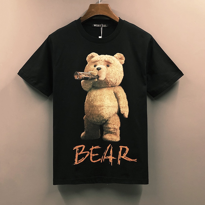 Áo Thun Gấu Năng Động In 3D Phối Chữ BEAR Bản Lớn Phong Cách Cotton Thoải Mái Hè Mã GAREM 2022