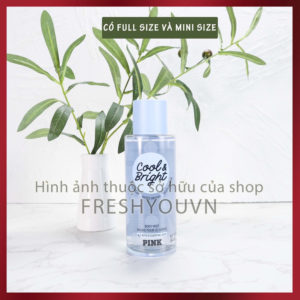 Cool & Bright - Full Xịt thơm toàn thân body mist Victoria's Secret_ BST Signature / Pink - Mát