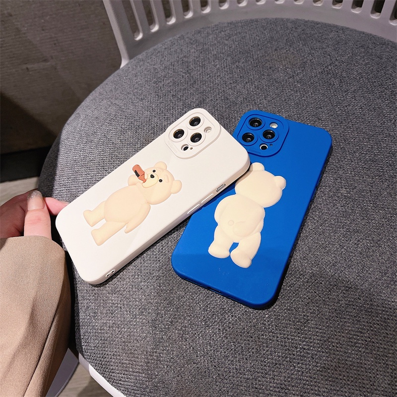 Ốp Điện Thoại Chống Sốc Hình Gấu Uống Bia Cho iphone 15 pro max 14 / 13 / 12 / 11 pro max xs xr xsmax 7plus 8plus