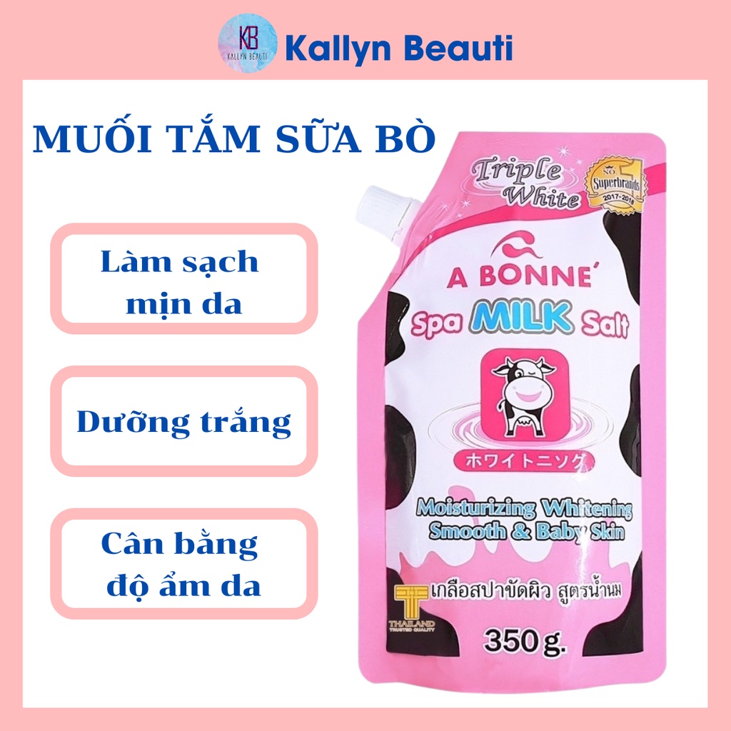 Muối tắm sữa bò tẩy tế bào chết A Bonne dưỡng trắng Spa Milk Salt 350g Thái Lan Kallyn