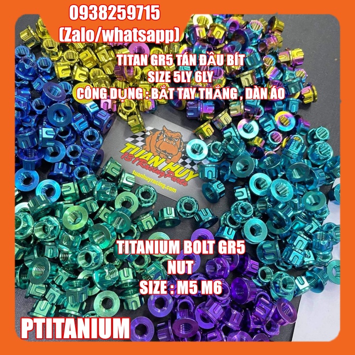 Tán titan gr5 6li hở bắt tay thắng , bình dầu (titanium grade 5 nut m6)