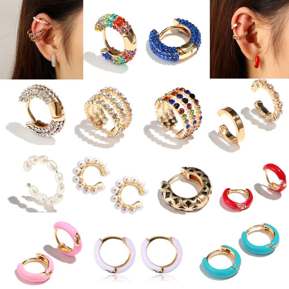 Set 1 / 2 Khuyên Tai Phong Cách Bohemian Thời Trang Cho Nữ|Khuyên Tai Kim Loại Dạng Kẹp Hình Tròn Nhỏ Xinh