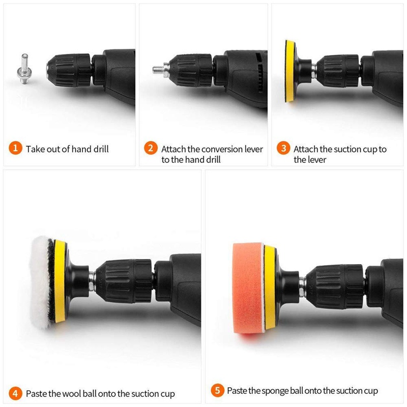 Set 11 Đĩa Len Đánh Bóng Xe Hơi Tự Dính 3 inch 5 inch 6 inch 7inch