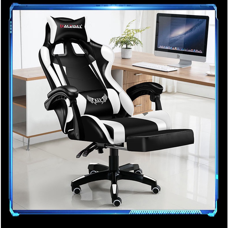 Ghế văn phòng, bọc da cao cấp, đệm cao su êm ái, Ghế gaming ngả lưng gác chân KLW-919
