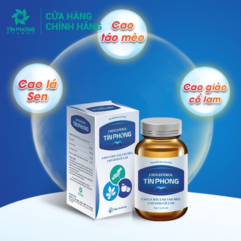 Viên Uống Hạ Cholesterol TÍN PHONG Giúp Giảm Mỡ Máu, Kiểm Soát Đường Huyết, Hạn Chế Béo Phì Lọ 30 Viên